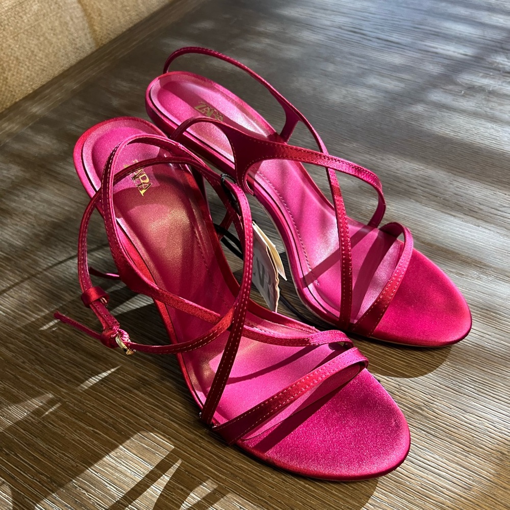 Zara Vibrant Pink Strappy Sandals